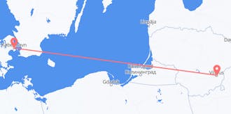 Voli dalla Lituania alla Danimarca