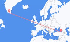 出发地 土耳其特拉布宗目的地 格陵兰卡科尔托克的航班