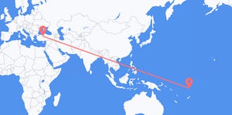 Flyrejser fra Tuvalu til Tyrkiet