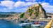 beautiful sea and towns of Calabria - medieval Scilla with old castle. South of Italy.
