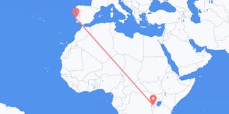 Vluchten van Rwanda naar Portugal