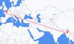 Flyreiser fra Mandalay, Myanmar (Burma) til Tours, Frankrike