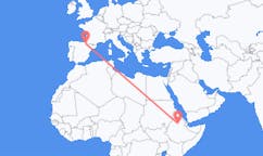 Flyg från Lalibela, Etiopien till Pamplona, Spanien