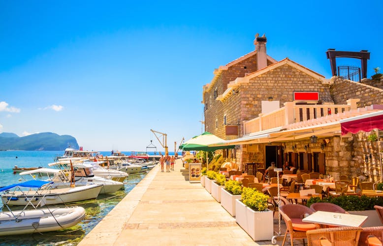 Beautiful mediterranean landscape - town Petrovac, Montenegro.