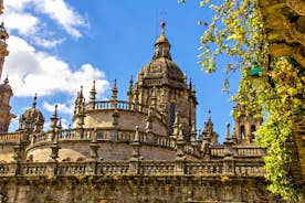 Photo of Facade of Santiago de Compostela cathedral in Obradoiro square, Spain.