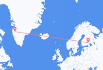 Lennot Kangerlussuaqista, Grönlanti Savonlinnaan, Suomi