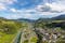 Photo of aerial view of Werfen, Austria.