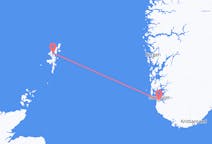 Lennot Stavangerista, Norja Lerwickiin, Skotlanti