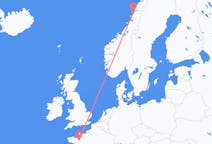 Lennot Sandnessjøenistä, Norja Rennesiin, Ranska