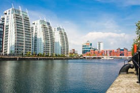 Photo of panoramic aerial view of Salford Quays, Manchester, UK.