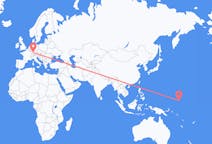 Flyreiser fra Kosrae, Mikronesiaføderasjonen til Stuttgart, Tyskland