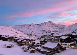 photo of an aerial morning view of Tignes Val Claret, France.