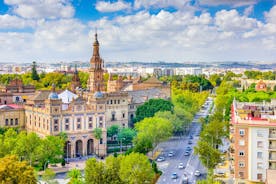 Photo of view from the top of the Space Metropol Parasol (Setas de Sevilla) one have the best view of the city of Seville, Spain.