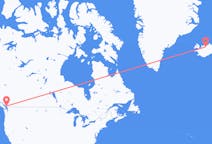 カナダのバンクーバーから、アイスランドのアークレイリまでのフライト
