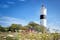photo of the lighthouse of Lange Jan at the south cape of Swedish island Oland in the Baltic Sea.