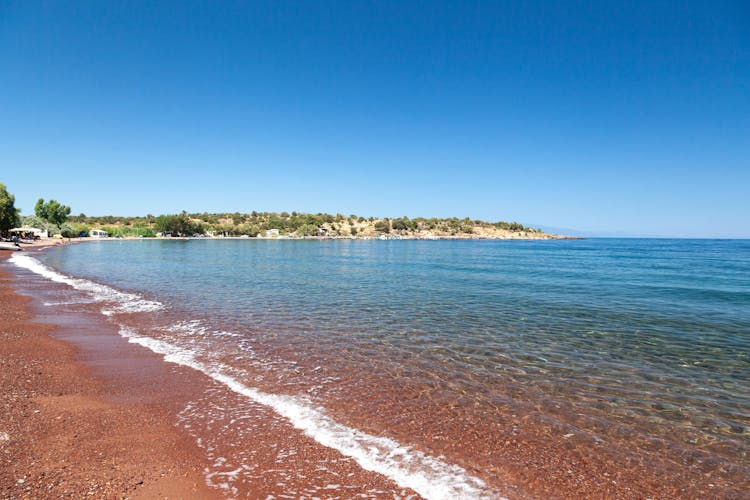 Photo of Lesvos island, Greece. The beach Tsonia, with the red sand, near Mytilene.