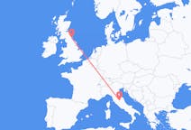 Flyrejser fra Perugia, Italien til Newcastle upon Tyne, England