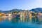 Photo of panoramic aerial view of town Rapallo in Liguria, Italy.