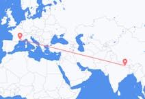 Flyrejser fra Katmandu, Nepal til Nimes, Frankrig