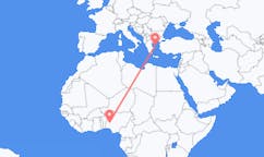 Flyreiser fra Ilorin, Nigeria til Skiros, Hellas