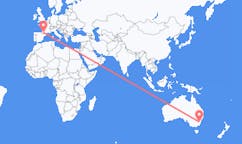 Flyg från Canberra till Lourdes (kommun i Brasilien, São Paulo, lat -20,94, long -50,24)