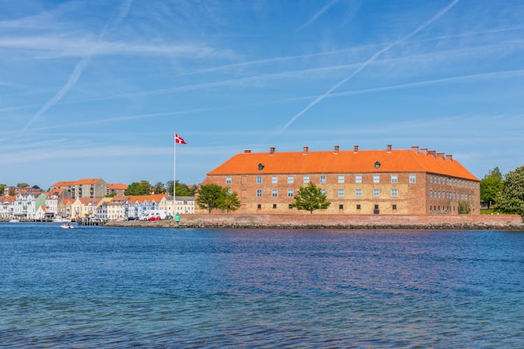 12th century castle at Sønderborg, Als, Denmark. View from opposite shore of Als Sound.