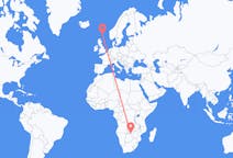 Flyreiser fra Livingstone, Zambia til Lerwick, Skottland