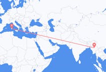 Flyreiser fra Mandalay, til Cagliari