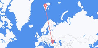 Vluchten van Spitsbergen en Jan Mayen naar Turkije