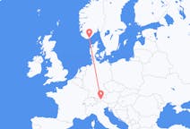 Flyg från Kristiansand till Innsbruck
