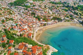 Photo of aerial view of Ulcinj, famous resort town in Montenegro.