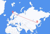 중국 하얼빈에서 출발해 노르웨이 나르비크까지(으)로 가는 항공편