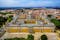 Photo of aerial top view of the Royal Convent and Palace of Mafra, baroque and neoclassical palace, Portugal.