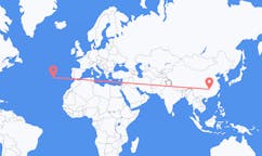 Flyrejser fra Changsha, Kina til Santa Maria, Portugal
