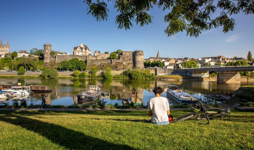 Photo of city of Angers in France, tourist landscape and castle of the Loire.