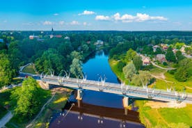 Photo of aerial view over the downtown Daugavpils city (Latvia).