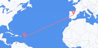 เที่ยวบินจากแอนติกาและบาร์บูดาไปยัง สเปน
