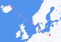 Flyg från Egilsstaðir, Island till Warszawa, Polen