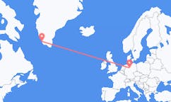 ドイツのハノーバーから、グリーンランドのパーミウトまでのフライト