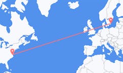 Lennot Norfolkista, Yhdysvalloista Kalmariin, Ruotsiin
