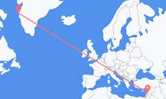 Flyg från Damaskus, Syrien till Sisimiut, Grönland