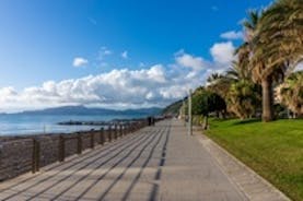 Photo of beautiful landscape of panoramic aerial view port of Genoa in a summer day, Italy.