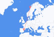 Lennot Sandnessjøenistä, Norja Valenciaan, Espanja