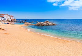 Photo of panoramic aerial view of beautiful Blanes in Costa Brava on a beautiful summer day, Spain.