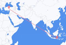 インドネシアのプラヤ、ロンボク島から、トルコのネヴシェヒルまでのフライト
