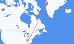 Flyreiser fra Greenville, USA til Aasiaat, Grønland