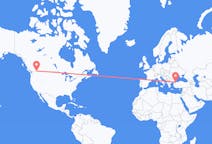 Flyreiser fra Castlegar, Britisk Colombia, Canada til Istanbul, Tyrkia