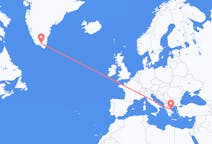 Flyreiser fra Narsarsuaq, Grønland til Volos, Hellas
