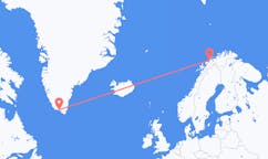 Vluchten van Tromsö, Noorwegen naar Qaqortoq, Groenland