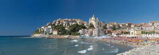 Photo of a coastal city of Imperia, Italian Rivera in the region of Liguria, Italy.